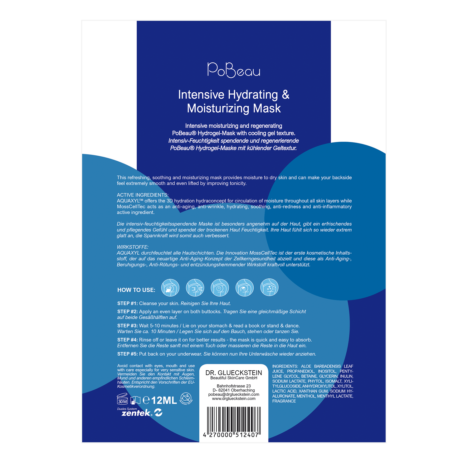 PoBeau - Intensive Hydrating &amp; Moisturizing Mask - Rückseite