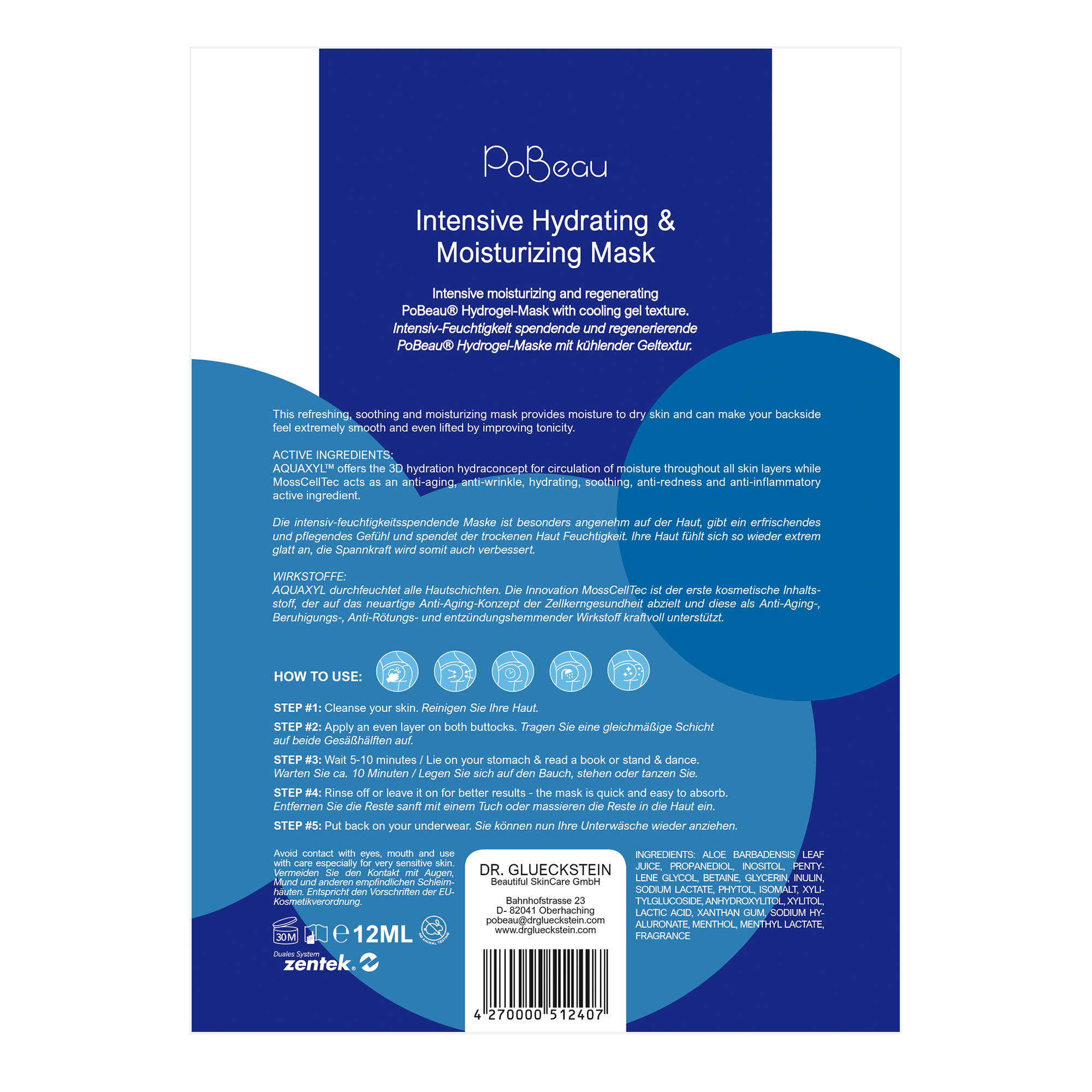 PoBeau - Intensive Hydrating &amp; Moisturizing Mask - Rückseite